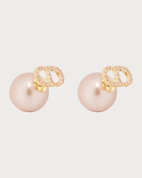 CHRISTIAN DIOR Dior Tribales Earrings Gold - Finish Metal with Iridescent Pink Resin Pearls and Pink Crystals | 迪奥 耳环 (粉红色) - LONDONKELLY 英国名牌代购