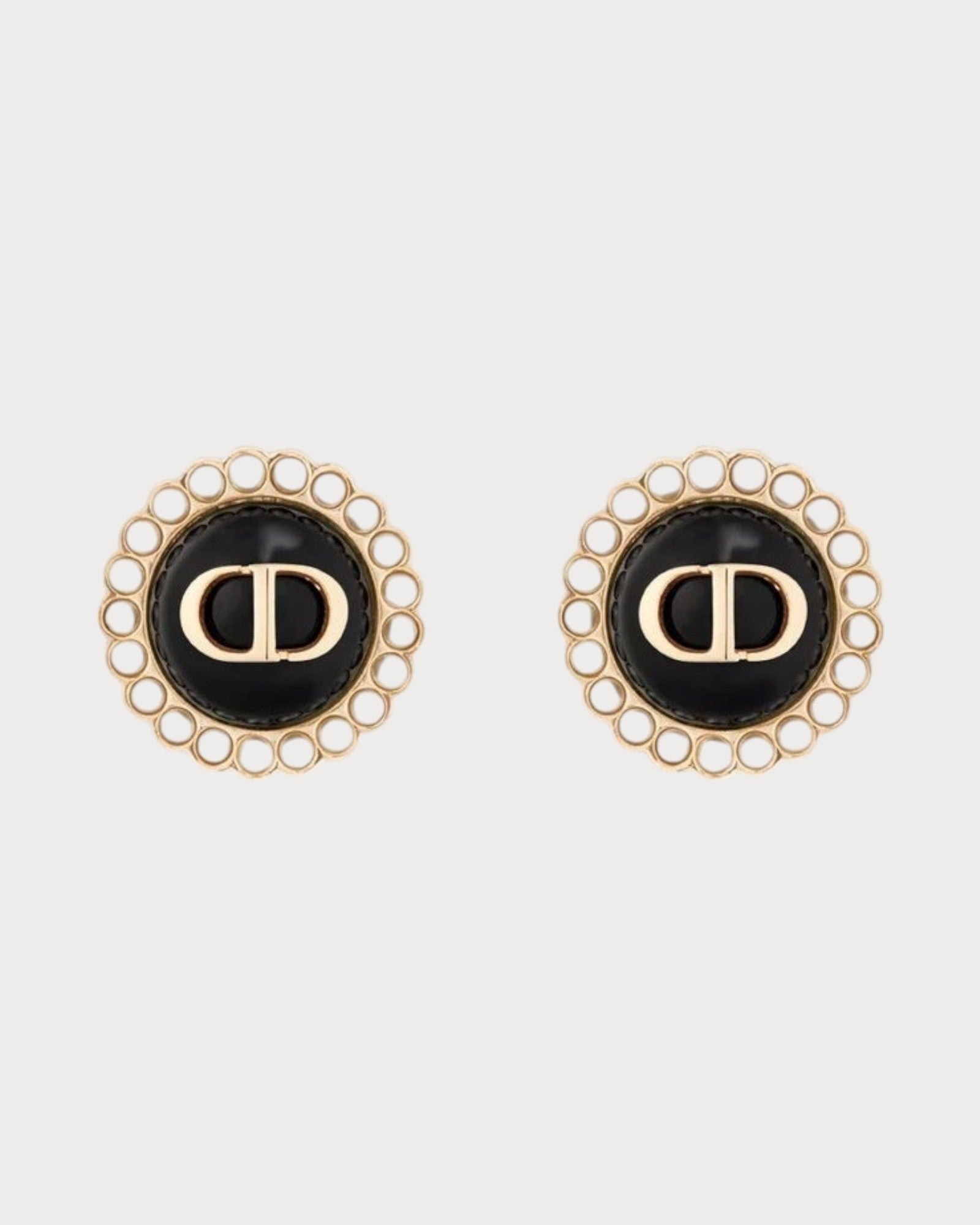 CHRISTIAN DIOR Petit CD Baroque Stud Earrings Gold-Finish Metal(2