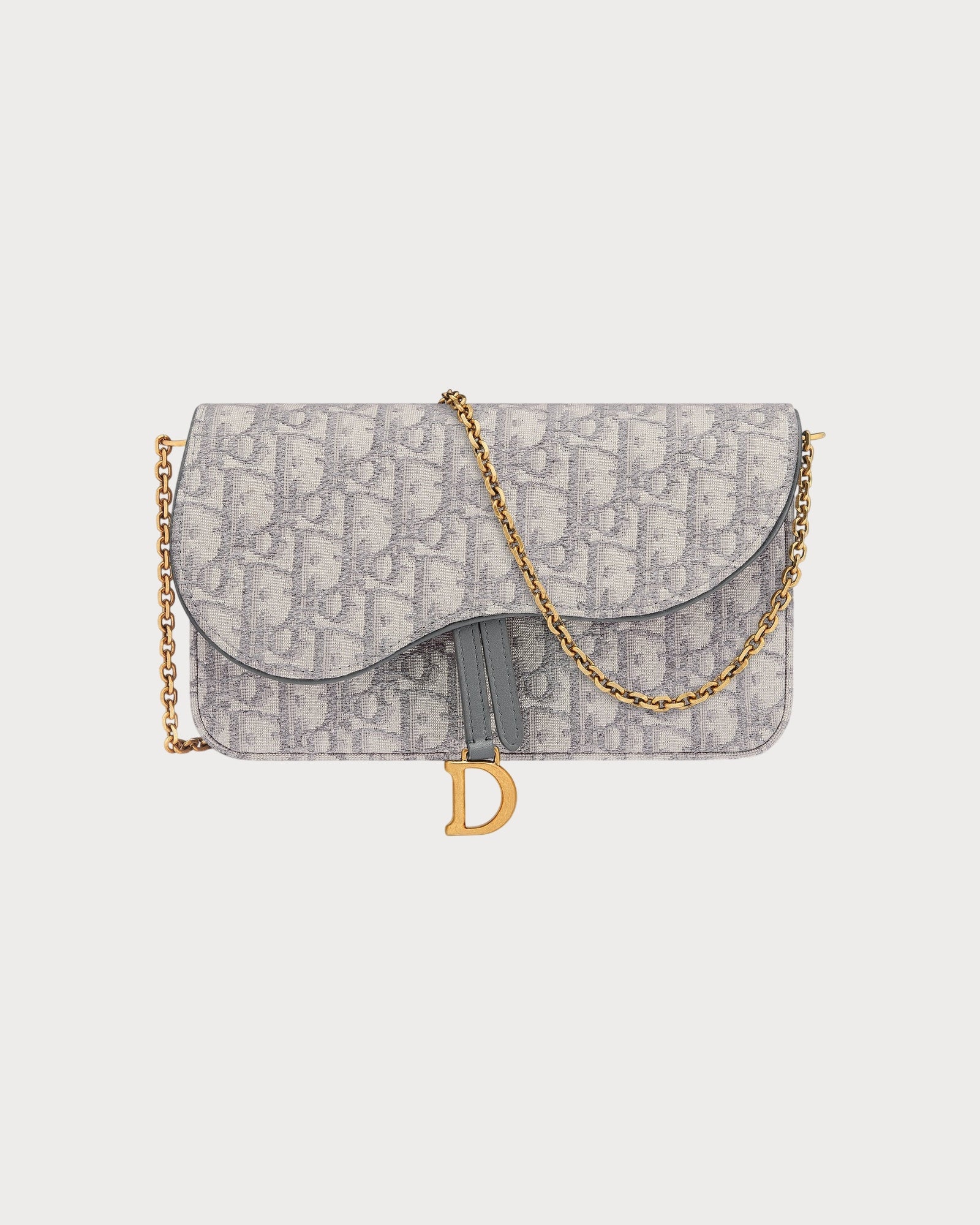 CHRISTIAN DIOR Saddle Pouch with Chain Oblique Jacquard(2 Colors