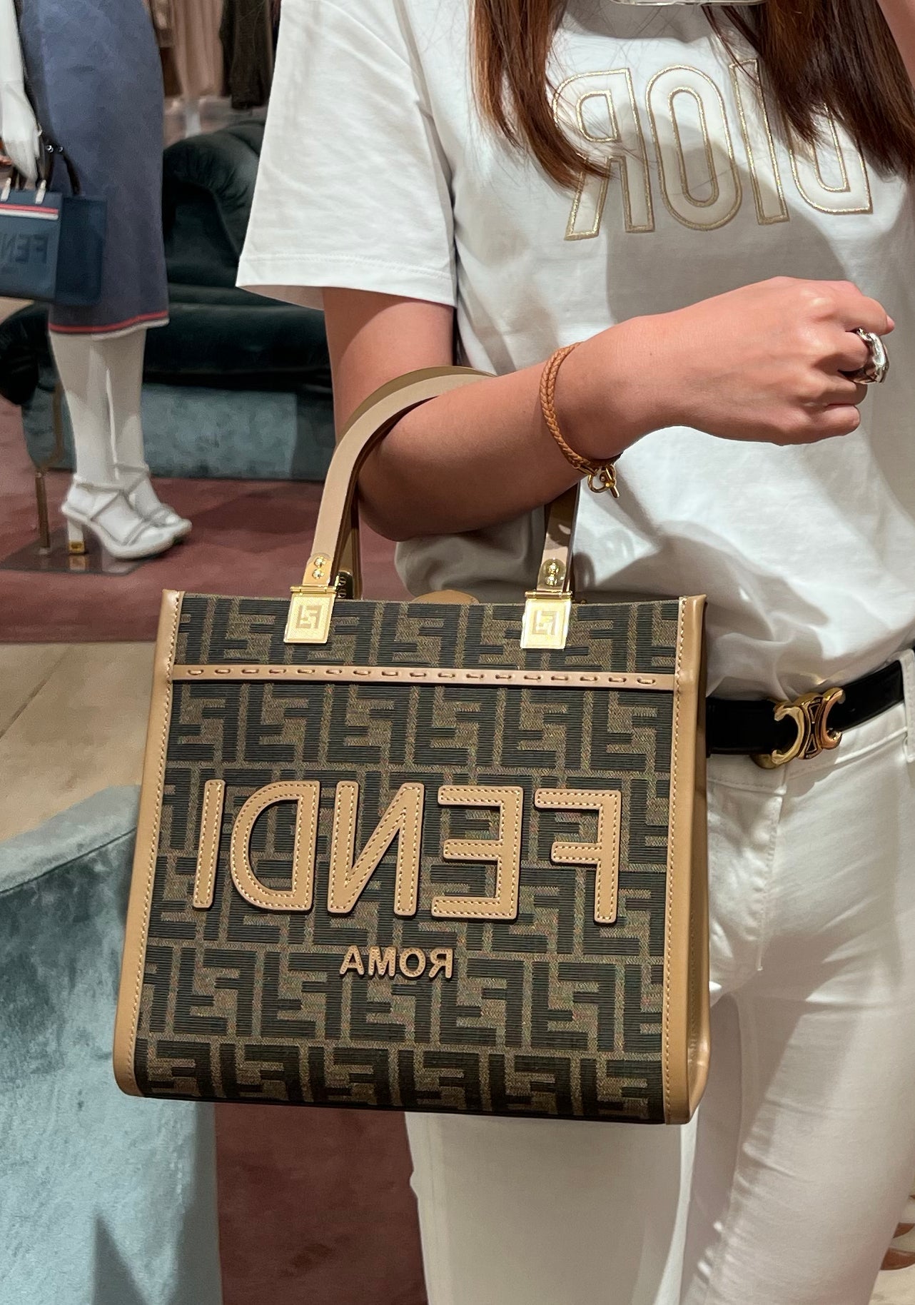 FENDI Sunshine Shopper FF Jacquard(Medium/Brown) | LONDONKELLY