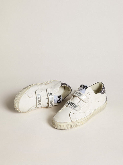 GOLDEN GOOSE Bio - based Old School with perforated star and glitter heel tab | 黃金鵝 Bio - based Old School 搭配鏤空星星與亮片後跟標籤（白色） - LondonKelly 英國名牌代購