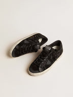 GOLDEN GOOSE Super - Star in black suede with Swarovski crystals and black suede star | 黃金鵝 Super - Star 黑色麂皮款，搭配施華洛世奇水晶與黑色麂皮星星（黑色） - LondonKelly 英國名牌代購