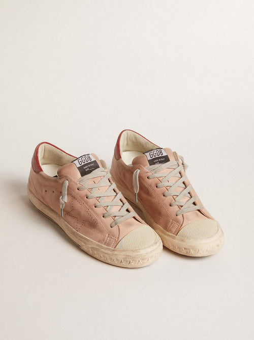 GOLDEN GOOSE Super - Star LTD in pink nubuck with perforated star and leather heel tab | 黃金鵝 Super - Star LTD 粉色磨砂皮款，搭配鏤空星星與皮革後跟標籤（古玫瑰色） - LondonKelly 英國名牌代購