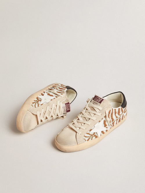 GOLDEN GOOSE Super - Star LTD in zebra - effect Swarovski with a white leather star | 黃金鵝 Super - Star LTD 斑馬紋效果施華洛世奇款，搭配白色皮革星星（白色） - LondonKelly 英國名牌代購
