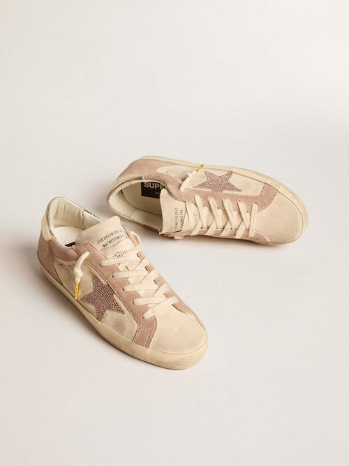 GOLDEN GOOSE Woman's Super - Star in pale pink suede with suede star and platinum heel tab | 黃金鵝 女款 Super - Star 淡粉色麂皮款，搭配麂皮星星與鉑金色後跟標籤（淡粉色） - LondonKelly 英國名牌代購