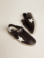 GOLDEN GOOSE Women's Super - Star in black leather with white leather star and heel tab | 黃金鵝 女款 Super - Star 黑色皮革款，搭配白色皮革星星與後跟標籤（黑色） - LondonKelly 英國名牌代購