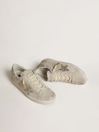 GOLDEN GOOSE Women's Super - Star LTD in ivory nappa leather with platinum glitter star and heel tab | 黃金鵝 女款 Super - Star LTD 象牙色納帕皮革款，搭配鉑金亮片星星與後跟標籤（象牙色） - LondonKelly 英國名牌代購