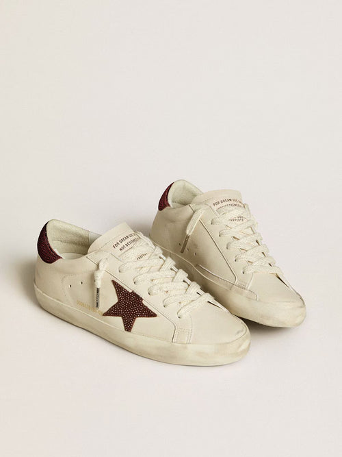 GOLDEN GOOSE Women’s Super - Star LTD with suede star and heel tab with Swarovski crystals | 黃金鵝 女款 Super - Star LTD 搭配麂皮星星與施華洛世奇水晶後跟標籤（白色） - LondonKelly 英國名牌代購