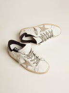 GOLDEN GOOSE Women's Super - Star with black heel tab and metal stud lettering | 黃金鵝 女款 Super - Star 搭配黑色後跟標籤與金屬鉚釘字母（白色） - LondonKelly 英國名牌代購
