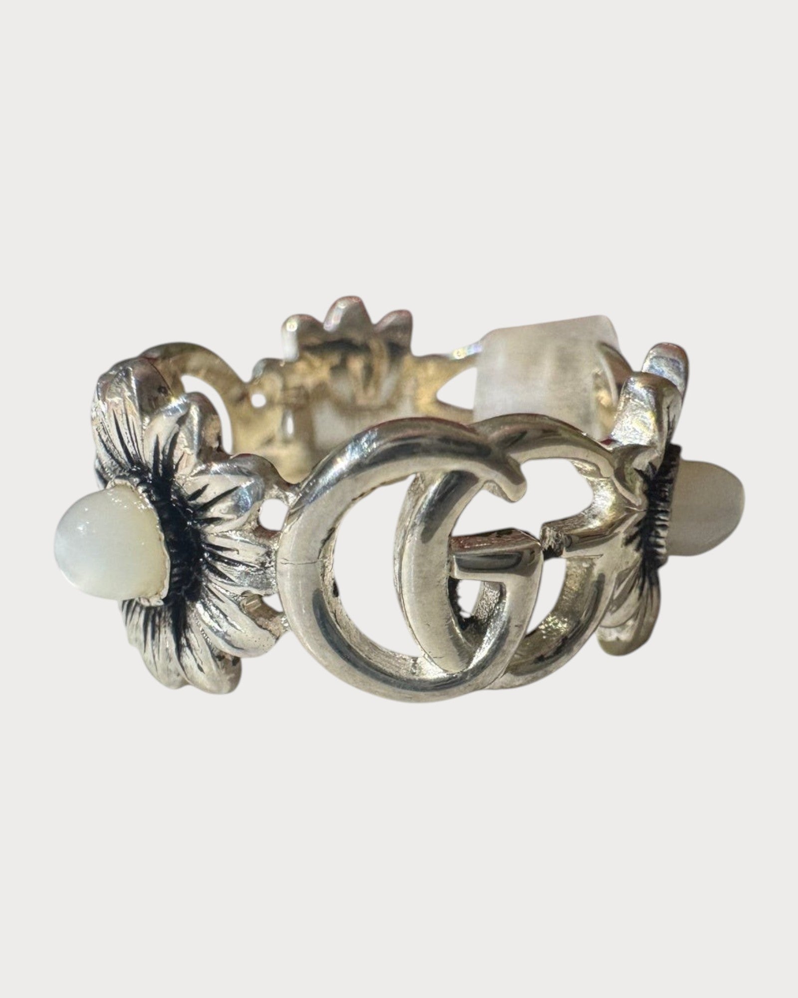 GUCCI Double G Mother of Pearl Ring 925 Silver(2 Colors