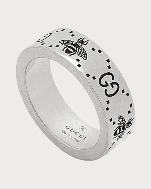 GUCCI GG and Bee Engraved Ring | 古驰 戒指 (银色) - LONDONKELLY 英国名牌代购
