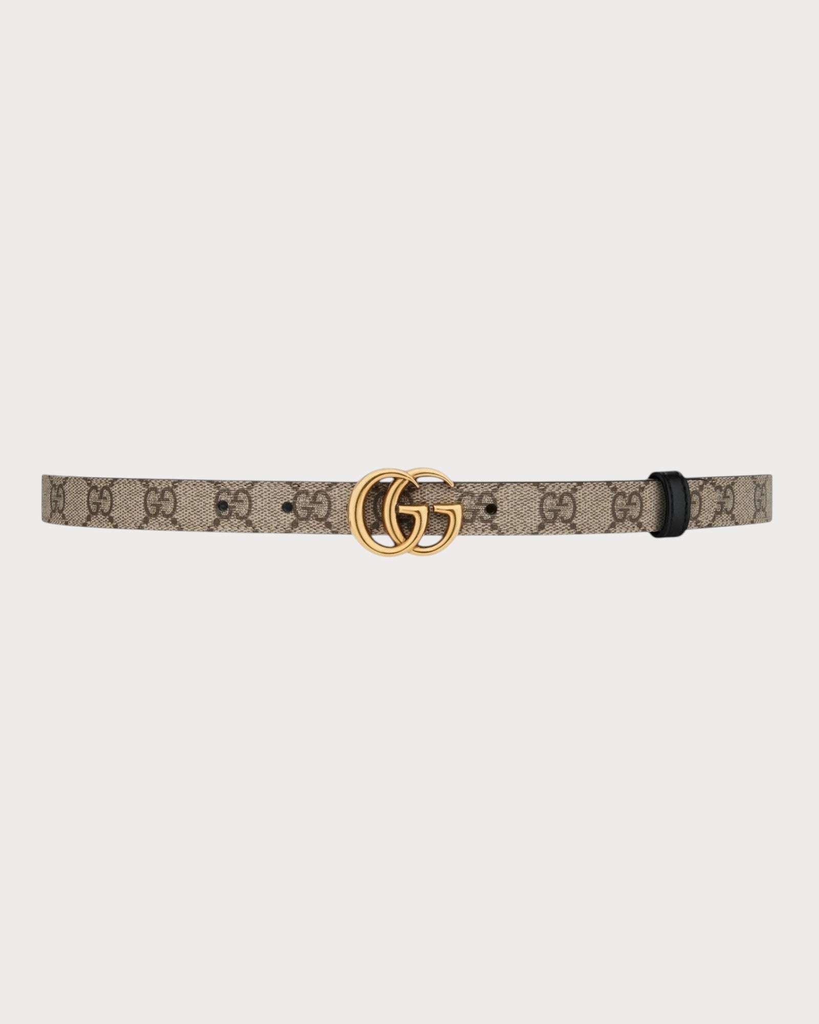 古驰GG Marmont Reversible Thin GG Supreme帆布及皮革皮带(啡黑色