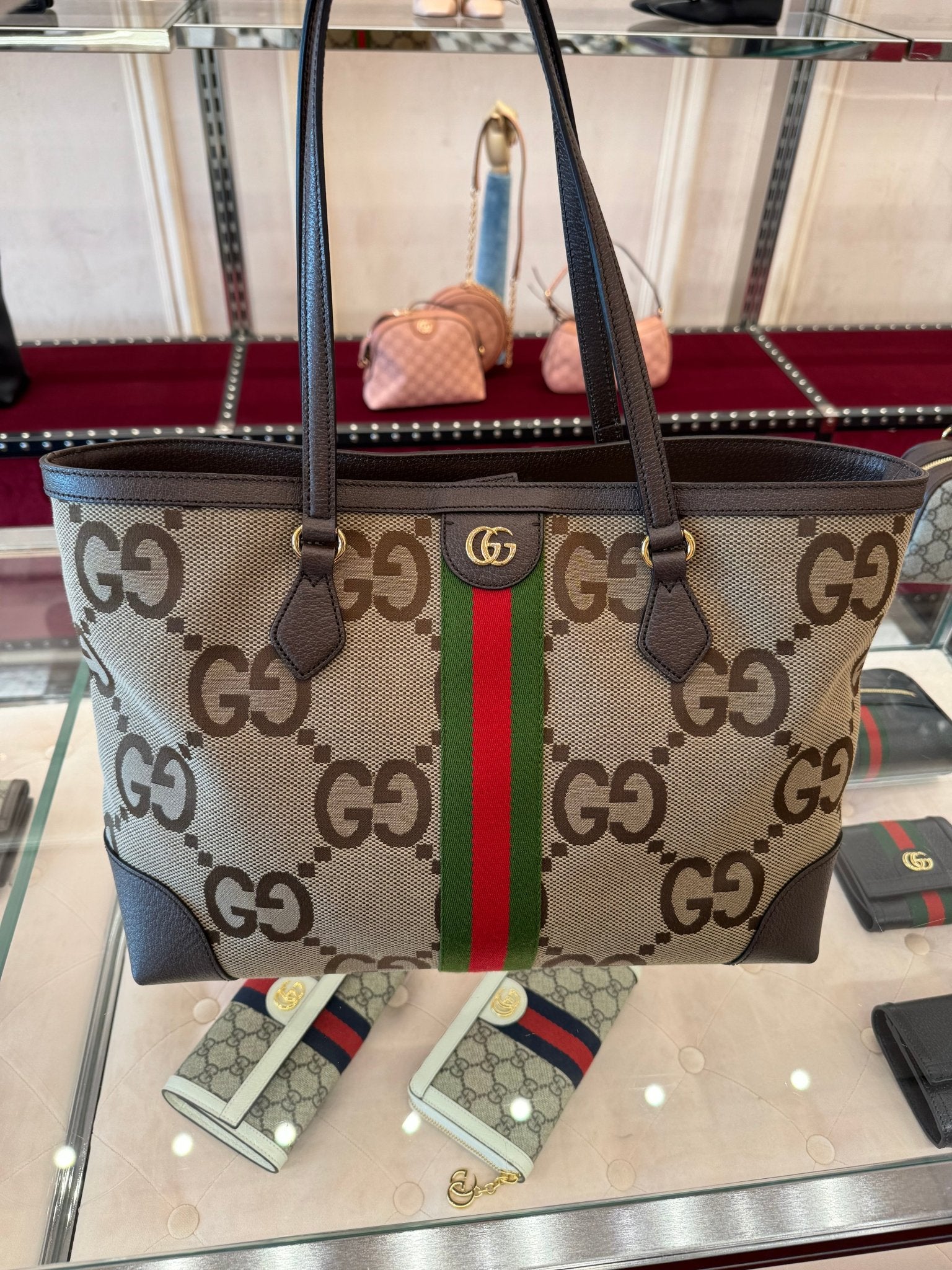 GUCCI Jumbo GG Canvas Ophidia Tote Bag(Brown) | LONDONKELLY