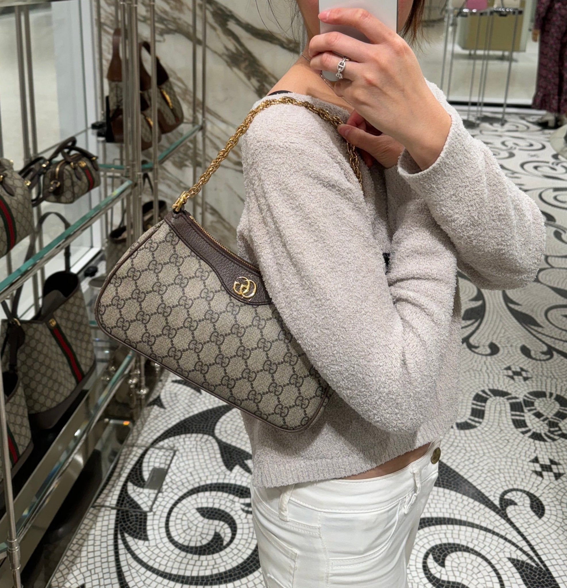 GUCCI Ophidia Handbag GG Supreme Canvas & Leather(Small/2 Colors