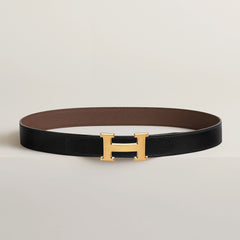 HERMES H Belt Buckle &amp; Reversible Leather Strap | Hermes double-sided belt (32MM/ multi-color gold buckle)
