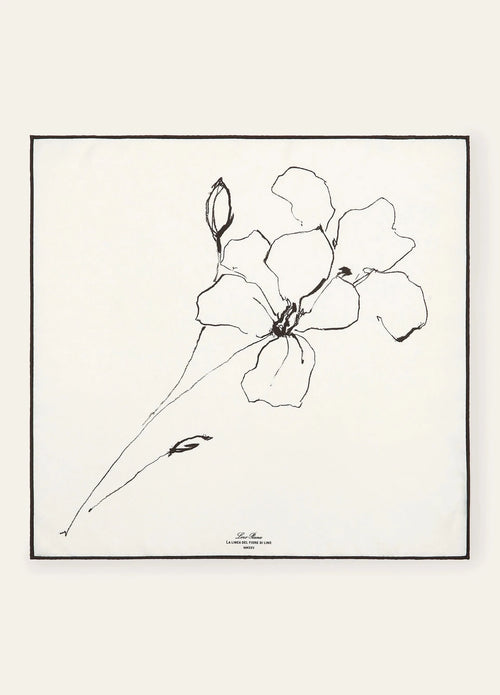 LORO PIANA La Linea Del Fiore Di Lino Foulard | 诺悠翩雅 丝巾 (黑白色) - LONDONKELLY 英国名牌代购