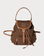 MIU MIU Canvas and Leather Backpack Medium | 缪缪 中型帆布皮革后背囊 (深啡色) - LONDONKELLY 英国名牌代购