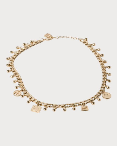 MIU MIU Metal and Synthetic Pearl Necklace | 缪缪 颈链 (金色) - LONDONKELLY 英国名牌代购