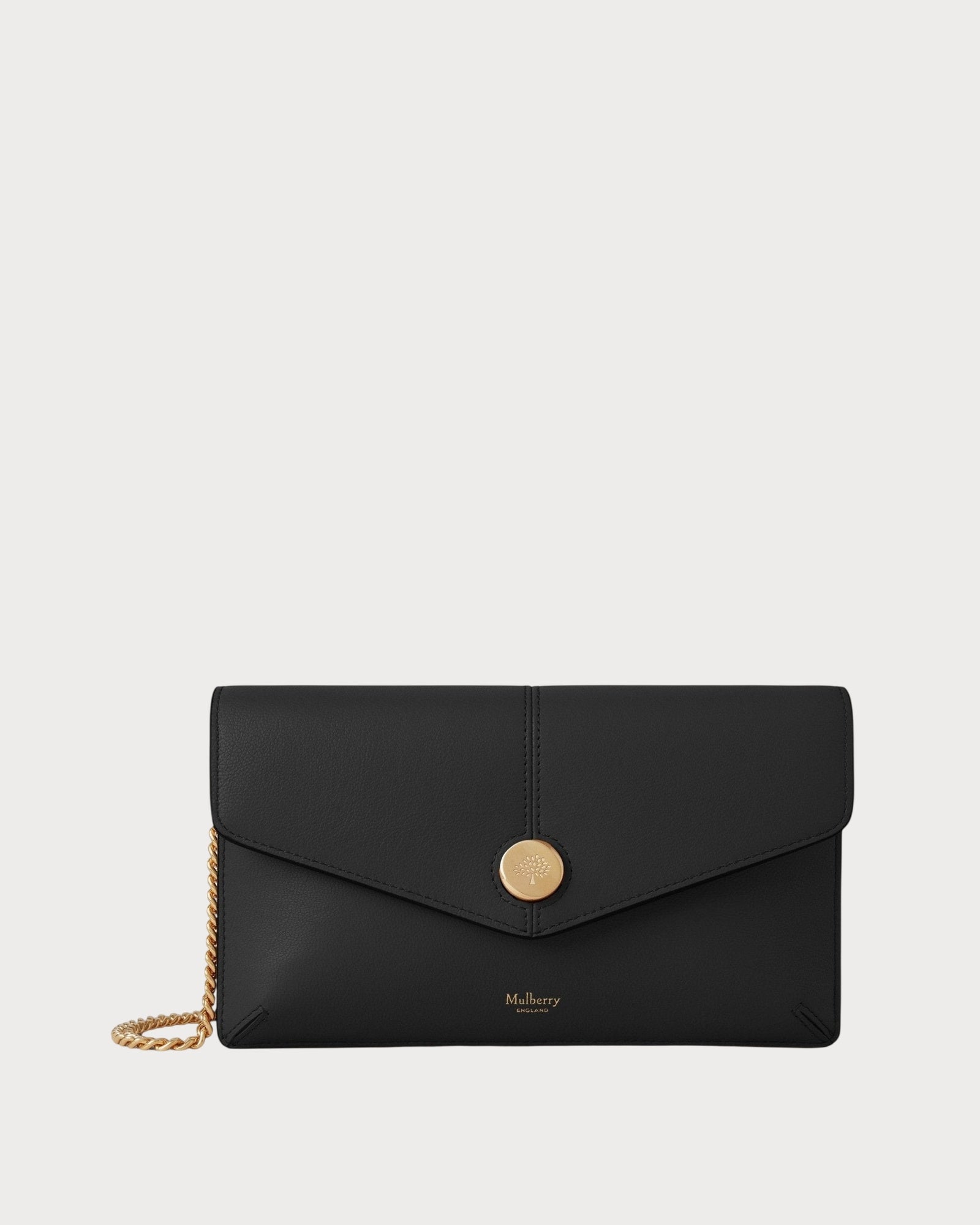 バッグ Mulberry Press stud Coin Pouch 瑪百莉 Press Stud Pochette Chain 經典粒紋皮革手袋(黑色