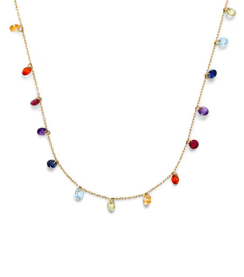 PERSEE Yellow Gold and Multicoloured Stone Chakras Necklace | 黃金多彩能量輪項鍊 (黃金) - LondonKelly 英國名牌代購