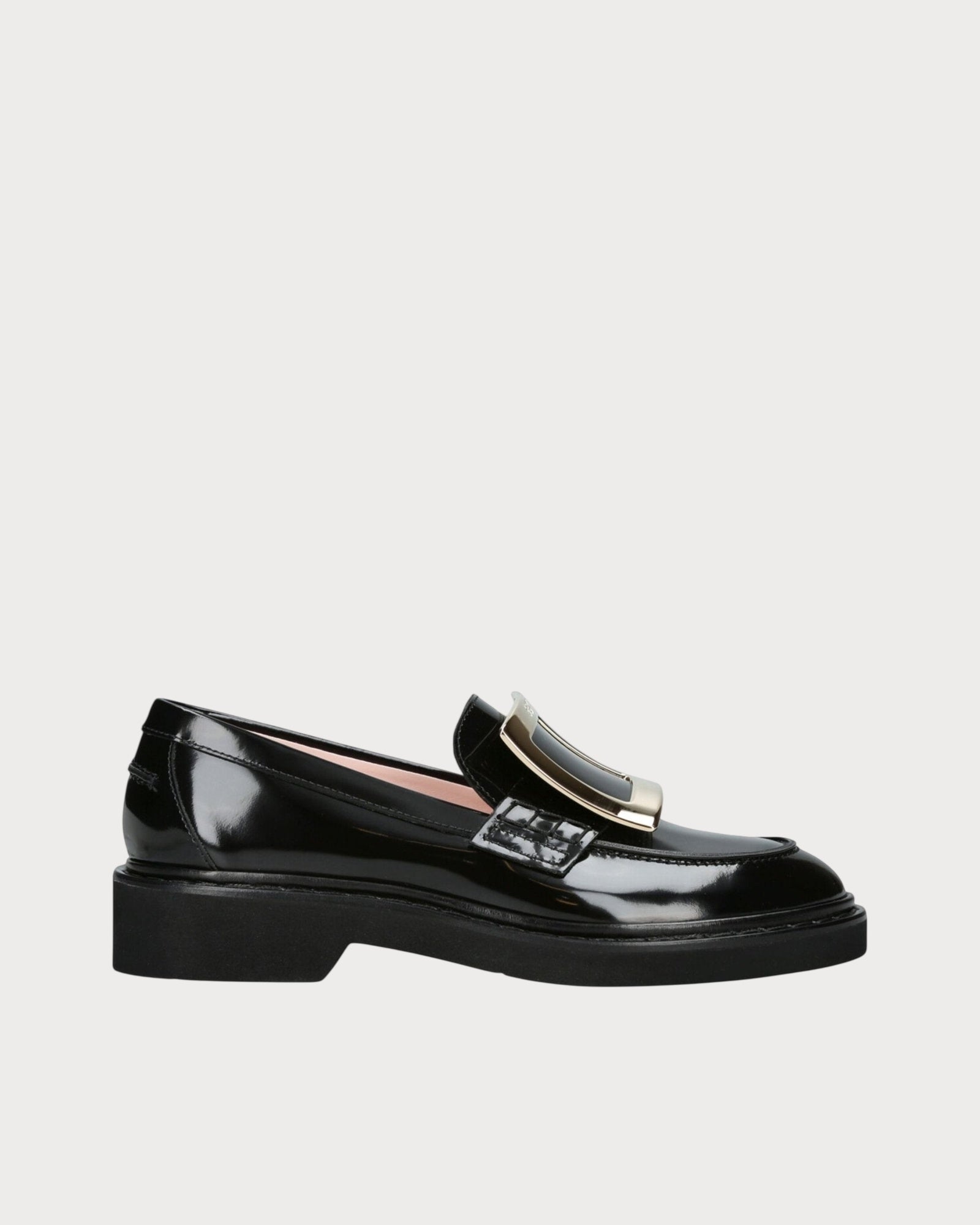 RV ROGER VIVIER 36.5 シューズ ラムスキン ROGER VIVIER Viv' Rangers Metal Buckle Loafers(Black
