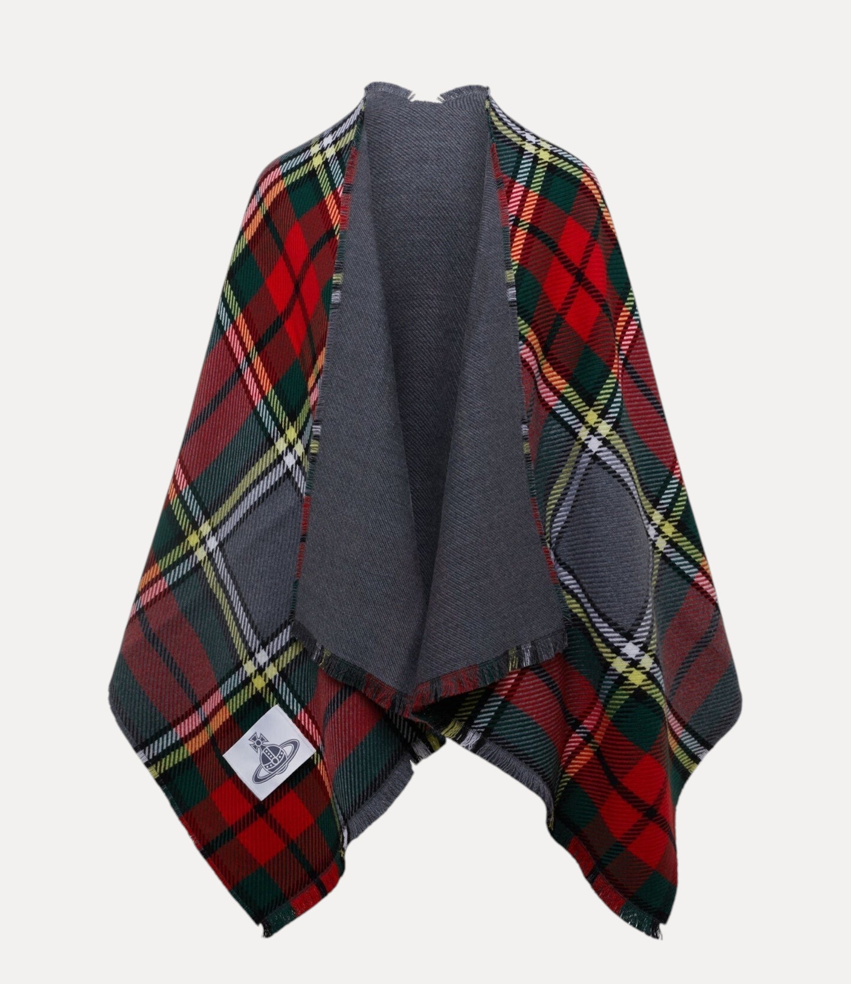 西太后 Reversible Tartan Poncho 羊毛(紅色) | LONDONKELLY