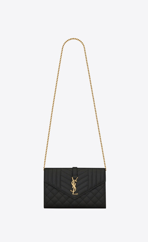 YSL SAINT LAURENT Cassandre Chain Wallet | 聖羅蘭 銀包連鏈帶 (黑色) - LondonKelly 英國名牌代購