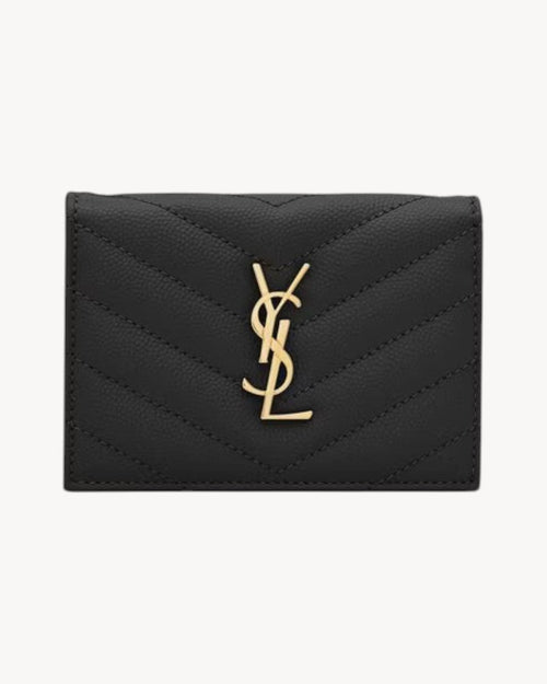 YSL SAINT LAURENT Cassandre Matelasse Business Card Case In Grain Leather | 聖羅蘭 銀包 (黑色) - LONDONKELLY 英國名牌代購