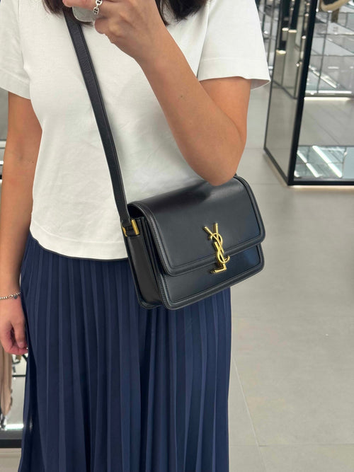 YSL SAINT LAURENT Solferino Satchel in Box Leather(Medium/Black) - LONDONKELLY 英國名牌代購