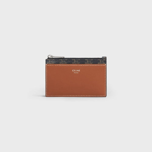 CELINE Triomphe Canvas Zipped Card Holder | 賽琳 拉鏈卡套 (Silver)