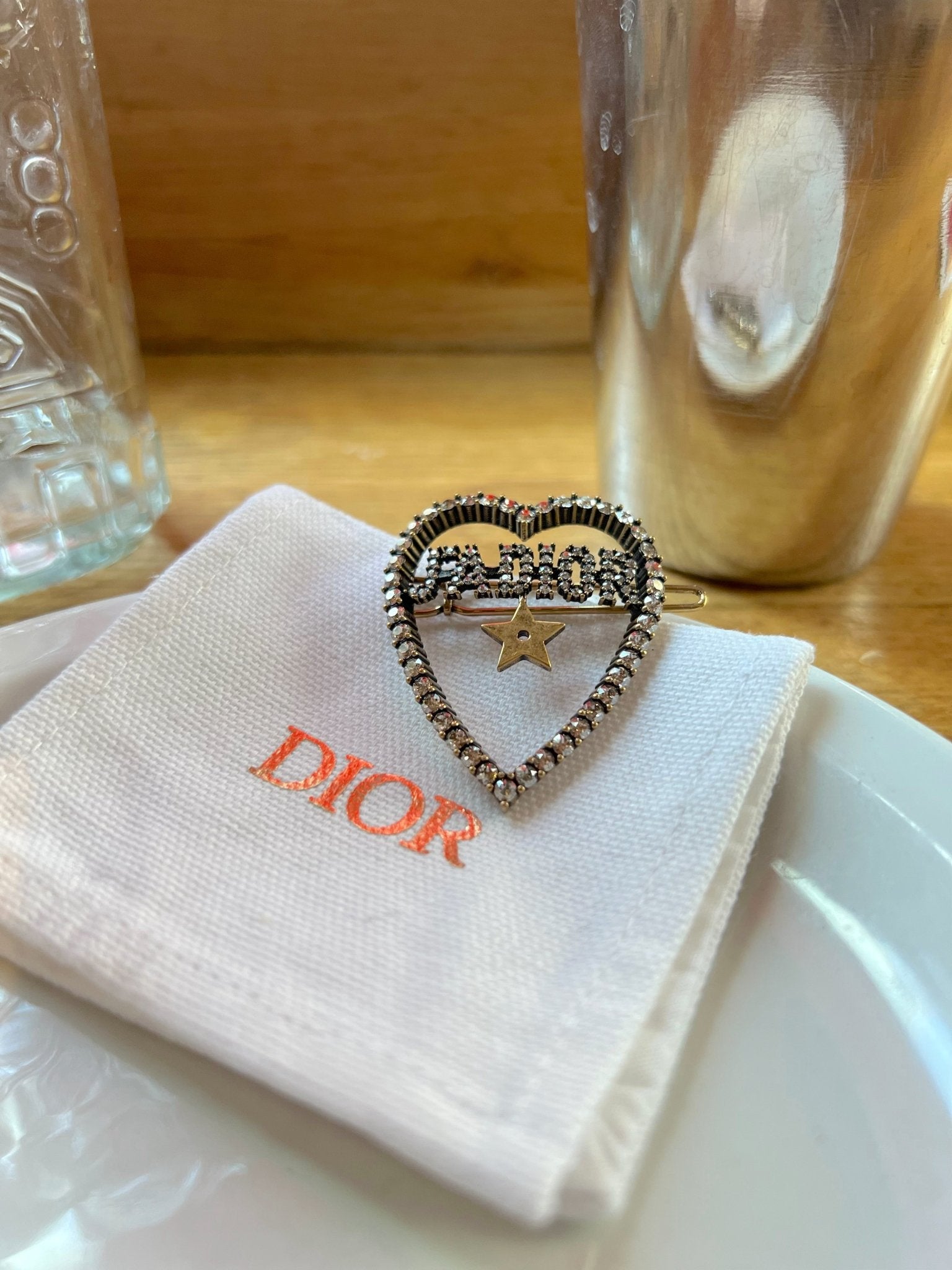 CHRISTIAN DIOR Heart JaDior Hair Clip Gold-Finish Metal(Gold