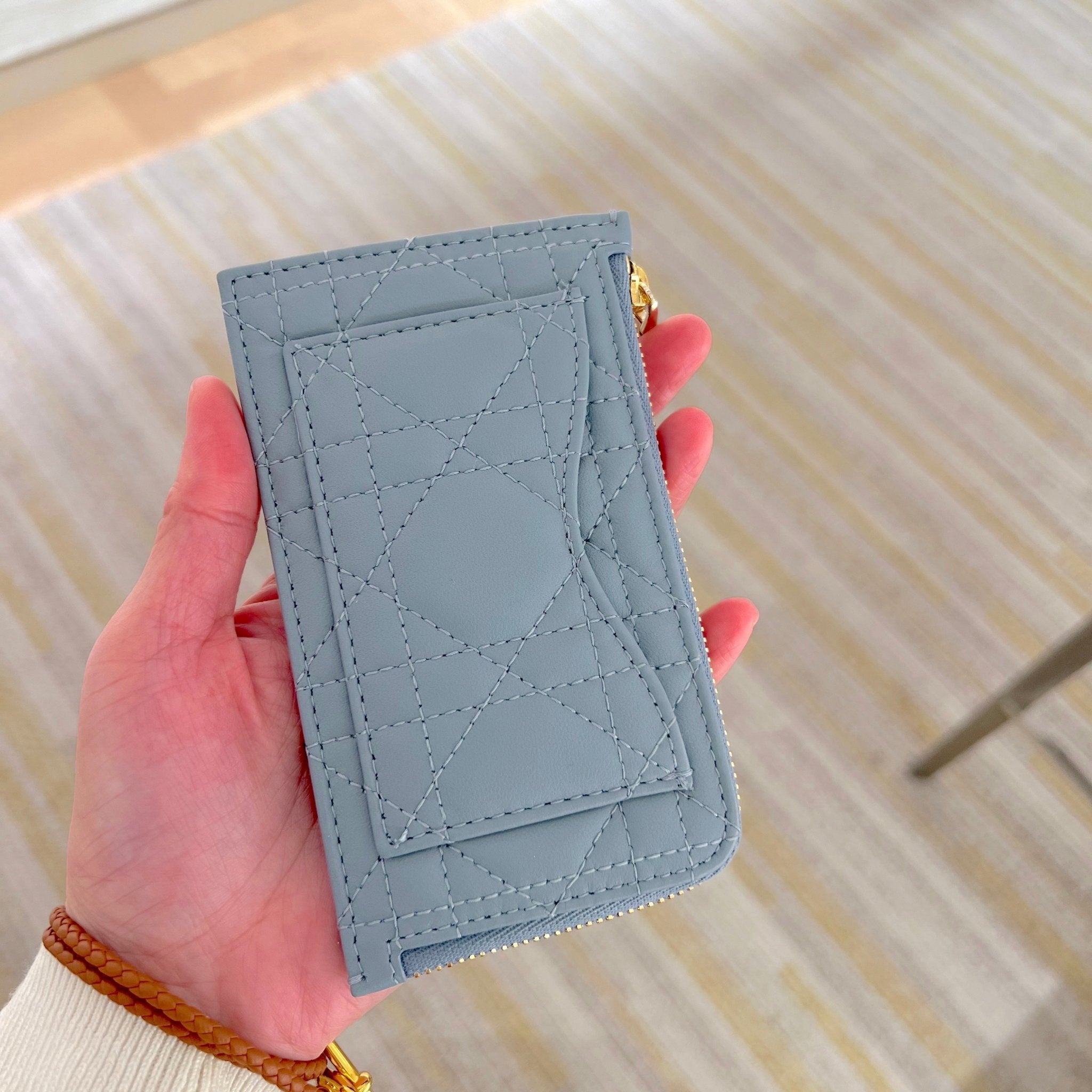 CHRISTIAN DIOR Lady Dior Zipped Card Holder Lambskin(2 Colors