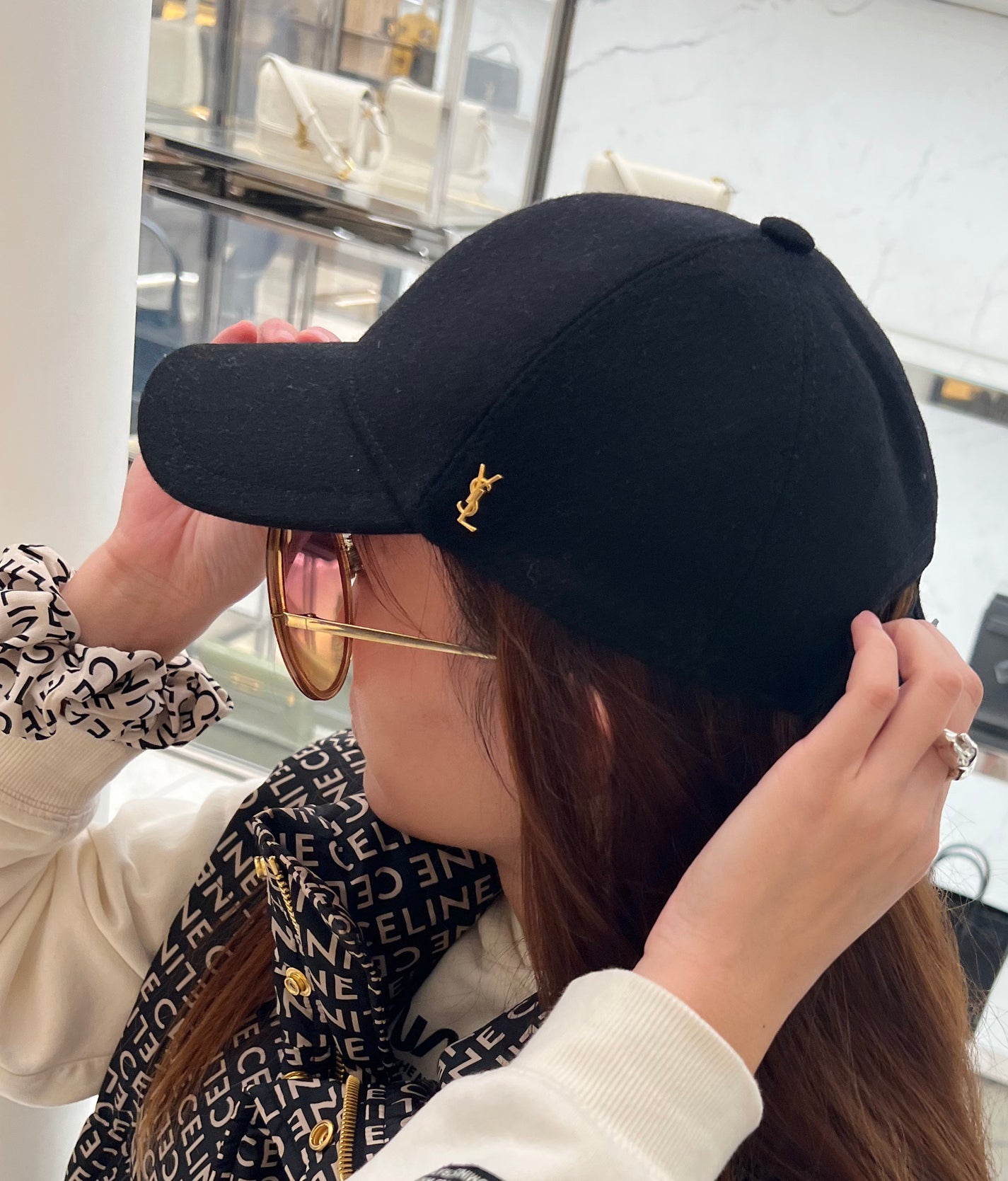SAINT LAURENT カサンドラ ウールキャップ ブラック 57 CASSANDRE cap